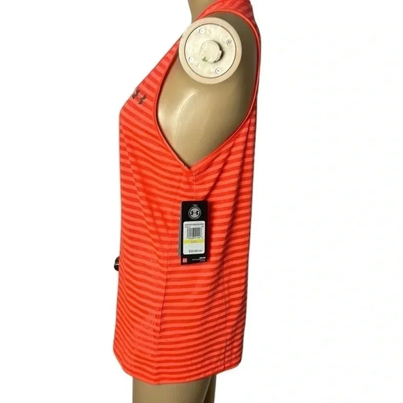 NWT Under  Armour Threadborne red& coral striped racerback tank top . loose cut - Picture 2 of 10